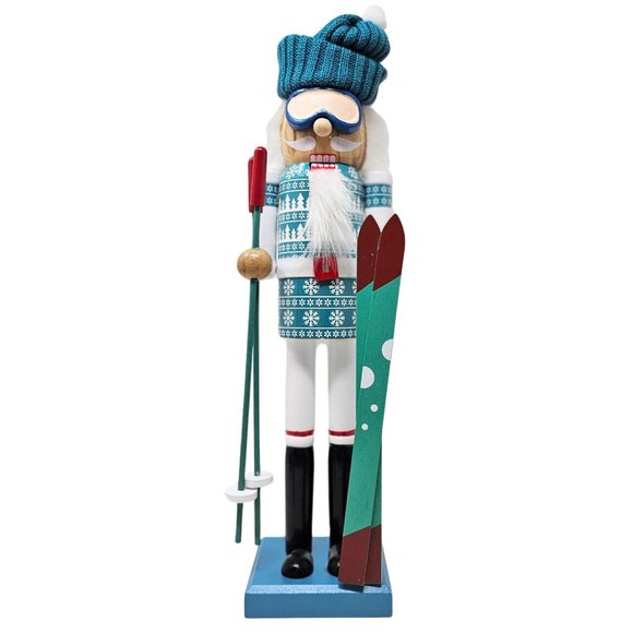Skier Nutcracker Vintage Look 14", Winter Sports Nutcracker - Picture 4 of 4